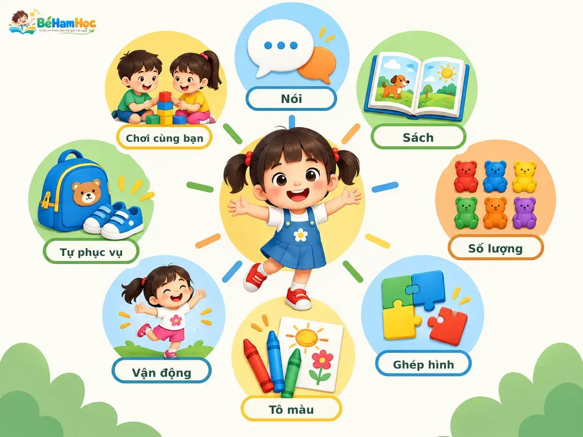 Tám nhóm hoạt động quen thuộc cho bé nhỏ